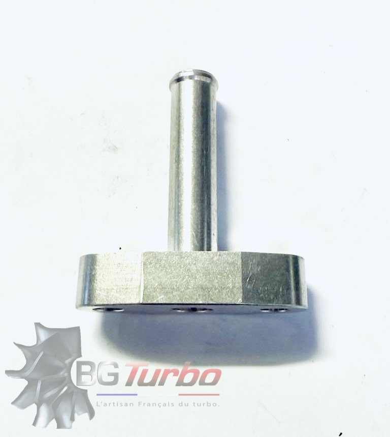 PIECES DETACHEES - NEUF - PLATINE ADAPTATRICE - RETOUR D'HUILE - ALU - T3 - DROITE - Tube w/Integ Flange T3/T4 GTX40 GTX42 GTX45 5 degree tilted/angled 5/8 hose barb
